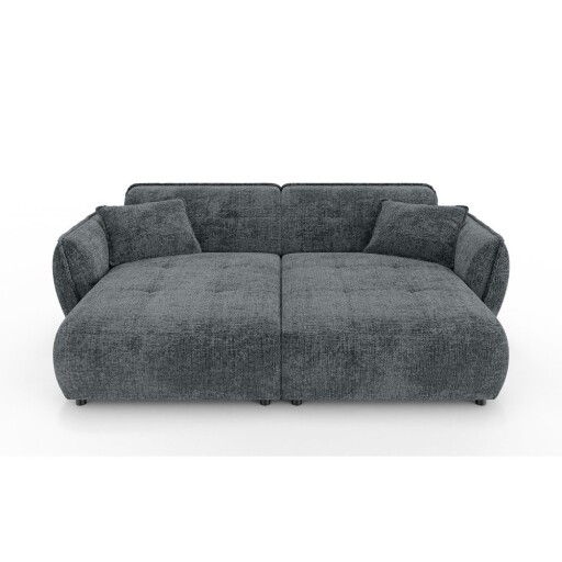 Canapea cu șezlong gri închis cu tapițerie din chenille 252 cm Nelia Big – Ropez