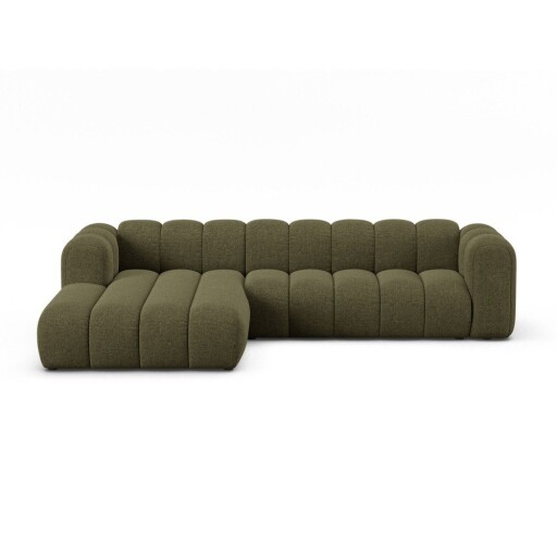 Colțar verde cu tapițerie din chenille (cu colț pe partea stângă/cu șezlong) Lupine – Micadoni