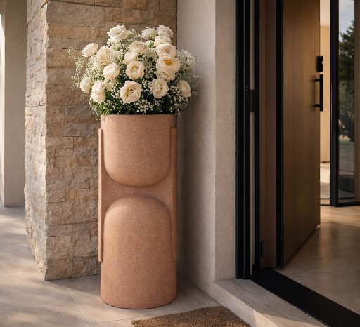Vaza decorativa, Mauro Ferretti, Nui Outdoor, 38x36x91 cm, polirasina, rosu