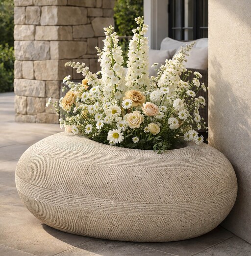 Ghiveci, Mauro Ferretti, Stone, 78.5x56x33.5 cm, polirasina, gri