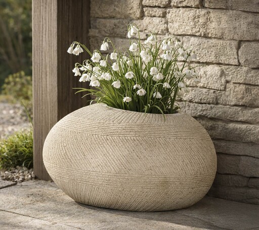 Ghiveci, Mauro Ferretti, Stone, 54.5x42.5x30 cm, polirasina, gri