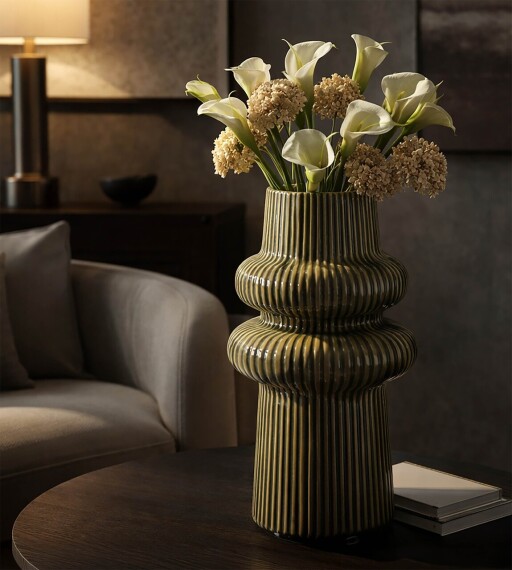 Vaza decorativa, Mauro Ferretti, Harmony, 18x36 cm, ceramica, verde