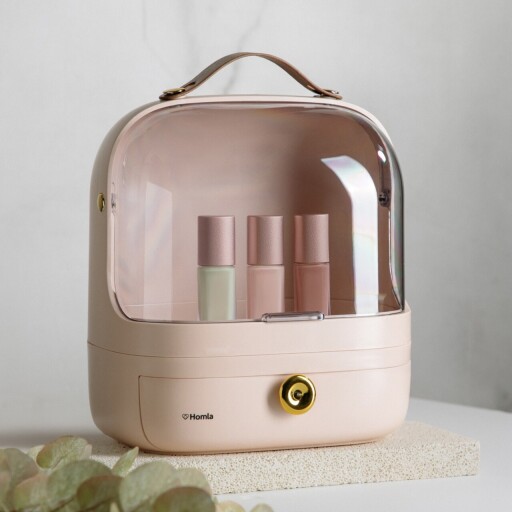Organizator pentru cosmetice Eleni, Homla, 27x18x33.5 cm, plastic, bej