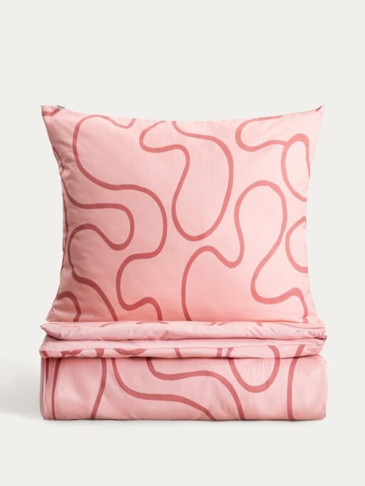 Lenjerie de pat King Size, EC Fleur, Homla, 200x220 cm, 3 piese, microfibra din poliester, roz