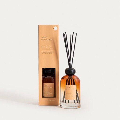 Difuzor de parfum cu betisoare Veluma, Homla, 500 ml, sticla, portocaliu