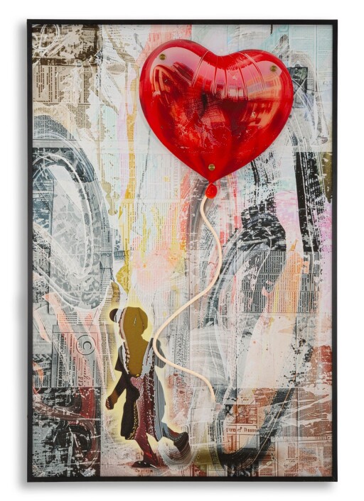 Tablou decorativ cu LED, Mauro Ferretti, Heart, 60x90 cm, canvas/MDF, multicolor