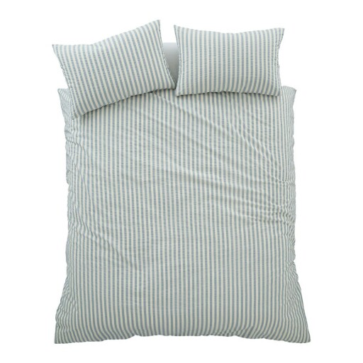 Lenjerie de pat albastră pentru pat dublu cu 3 piese 200x200 cm Cotton Rich Woven Stripe – Pineapple Elephant