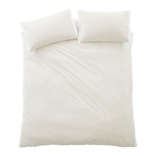 Lenjerie de pat crem din bumbac percal pentru pat dublu cu 3 piese 200x200 cm Seersucker Woven Stripe – Bianca