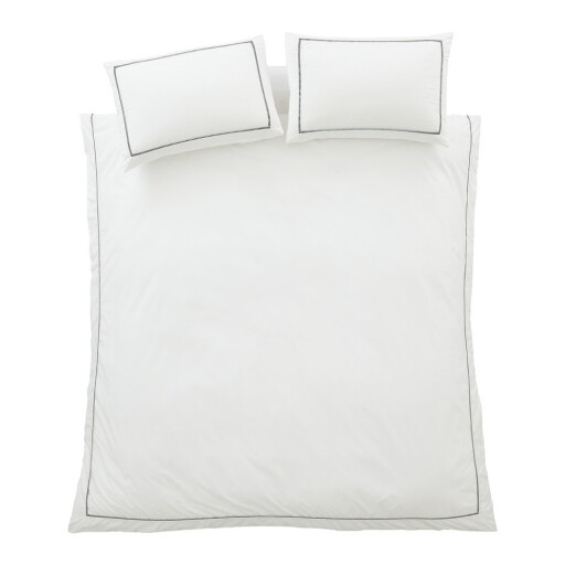 Lenjerie de pat albă din bumbac percal pentru pat dublu cu 3 piese 200x200 cm Contrast Trim – Bianca
