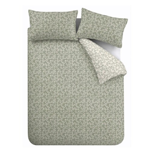Lenjerie de pat verde din bumbac percal pentru pat dublu/extinsă cu 3 piese 230x220 cm Shadow Leaves – Bianca