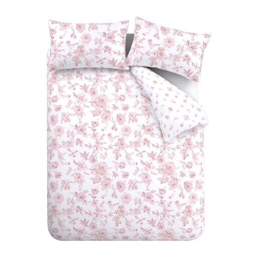 Lenjerie de pat roz pentru pat dublu cu 3 piese 200x200 cm Mirabelle – Catherine Lansfield
