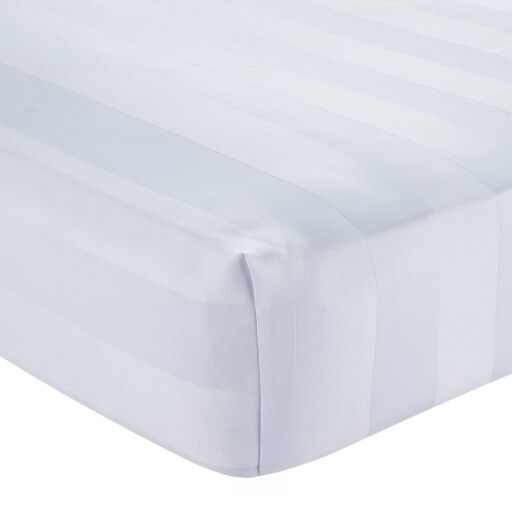 Cearceaf alb din satin cu elastic 150x200 cm So Soft Satin Stripe – Catherine Lansfield