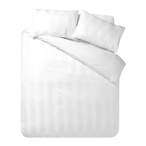 Lenjerie de pat albă din satin pentru pat de o persoană 135x200 cm So Soft Satin Stripe – Catherine Lansfield