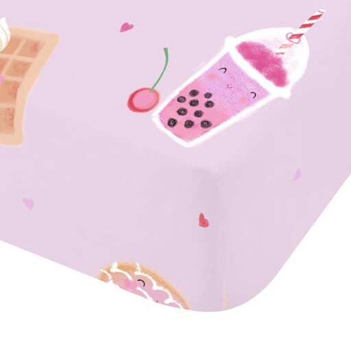 Cearceaf pentru copii roz pentru pat de o persoană cu elastic 90x190 cm Sweet Treats – Catherine Lansfield