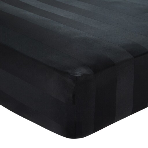Cearceaf negru din satin cu elastic 150x200 cm So Soft Satin Stripe – Catherine Lansfield