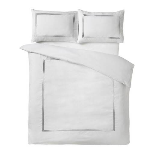 Lenjerie de pat albă din satin pentru pat de o persoană 135x200 cm So Soft Mono Satin Stitch – Catherine Lansfield
