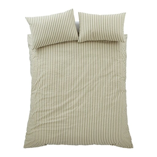 Lenjerie de pat verde pentru pat de o persoană 135x200 cm Cotton Rich Woven Stripe – Pineapple Elephant