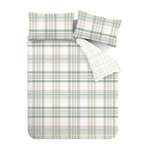 Lenjerie de pat verde pentru pat dublu cu 3 piese 200x200 cm Cartmel Check – Catherine Lansfield