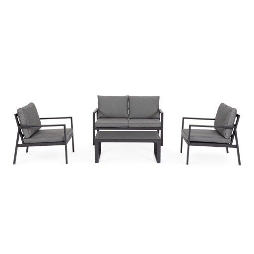 Set mobilier de grădină gri antracit din aluminiu pentru 4 persoane Hilde – Bizzotto
