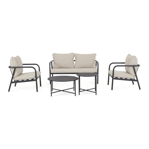 Set mobilier de grădină bej din oțel pentru 4 persoane Ostuni – Bizzotto