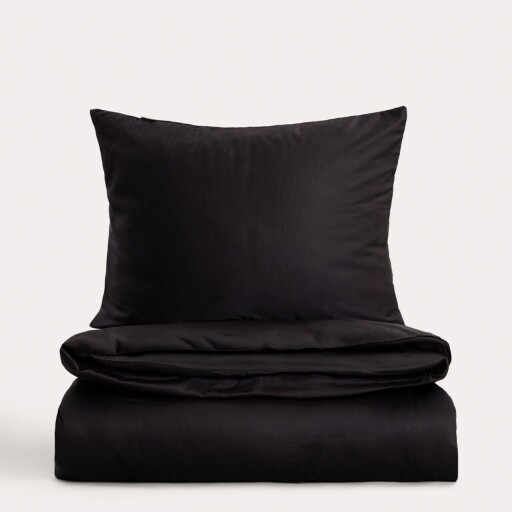 Lenjerie de pat dubla Bamsa, Homla, 160x200 cm, 3 piese, satin de bambus, negru