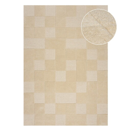 Covor bej țesut manual din lână 240x340 cm Checkerboard – Flair Rugs