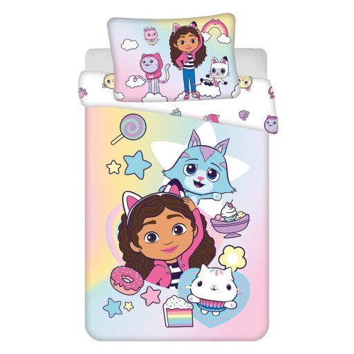 Lenjerie de pat pentru copii din bumbac pentru pătuț 100x135 cm Gabby's Dollhouse "Sugar Dream" – Jerry Fabrics