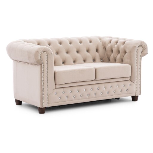 Canapea bej extensibilă cu tapițerie din catifea 148 cm York Blik – Ropez