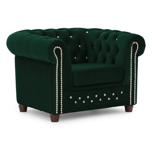 Fotoliu verde chesterfield cu tapițerie din catifea York Blik – Ropez
