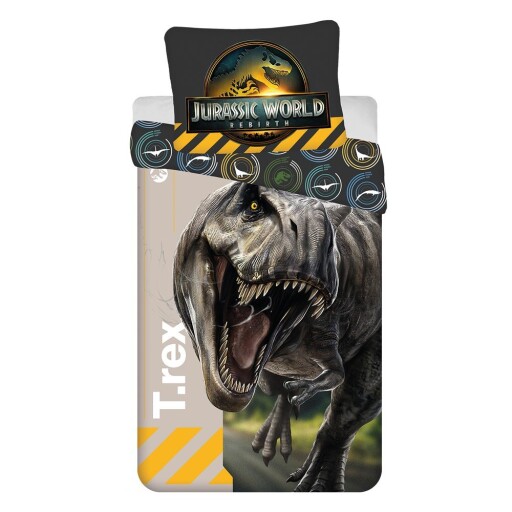 Lenjerie de pat pentru copii din bumbac pentru pat de o persoană 140x200 cm Jurassic World "T-Rex" – Jerry Fabrics
