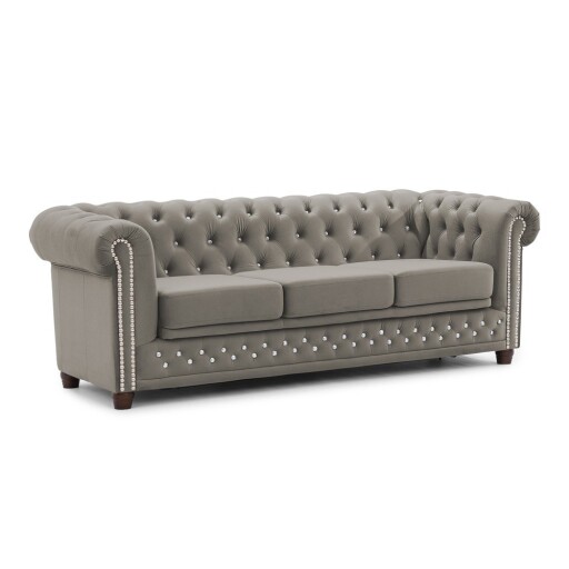 Canapea gri extensibilă cu tapițerie din catifea 203 cm York Blik – Ropez