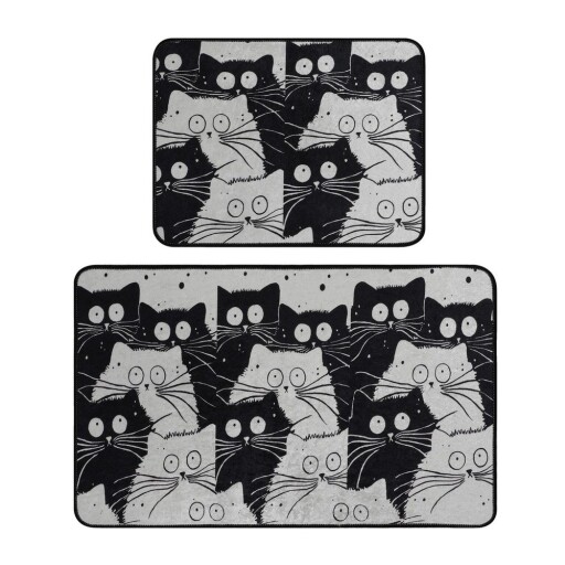 Covorașe de baie negre/gri 2 buc. 60x100 cm White Cats – Foutastic
