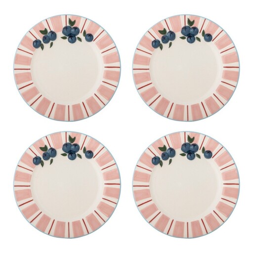 Farfurii roz/crem 4 buc. pentru desert din gresie ø 20,5 cm Carry – Bloomingville