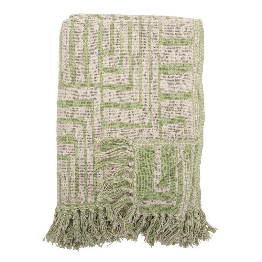 Pătură verde din amestec de bumbac 130x155 cm Velva – Bloomingville