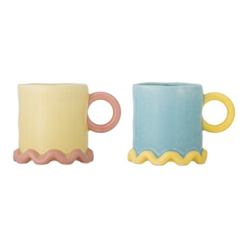 Căni galben-deschis/albastru-deschis 2 buc. din ceramică 350 ml Polly – Bloomingville
