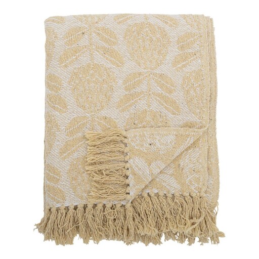 Pătură galbenă din amestec de bumbac 130x155 cm Pratello – Bloomingville