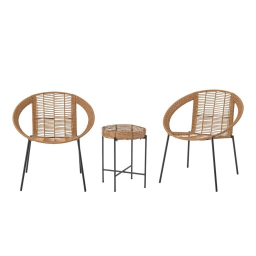 Set mobilier de grădină în culoare naturală din ratan artificial pentru 2 persoane Dudine – Bloomingville