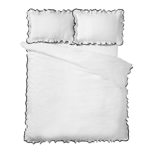 Lenjerie de pat albă pentru pat de o persoană 135x200 cm So Soft Mono Frill – Catherine Lansfield