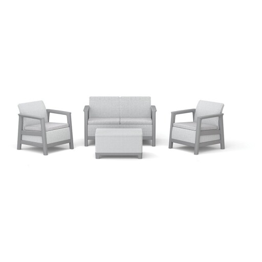 Set mobilier de grădină gri deschis pentru 4 persoane Scandi Linea – Keter