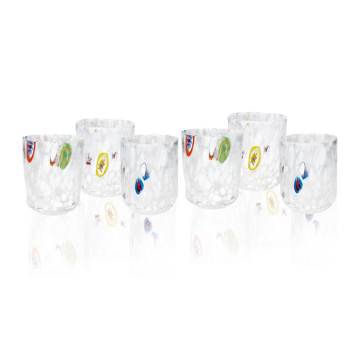 Set 6 pahare, Pavone, Brandani, 8x10.5 cm, 400ml, sticla, alb