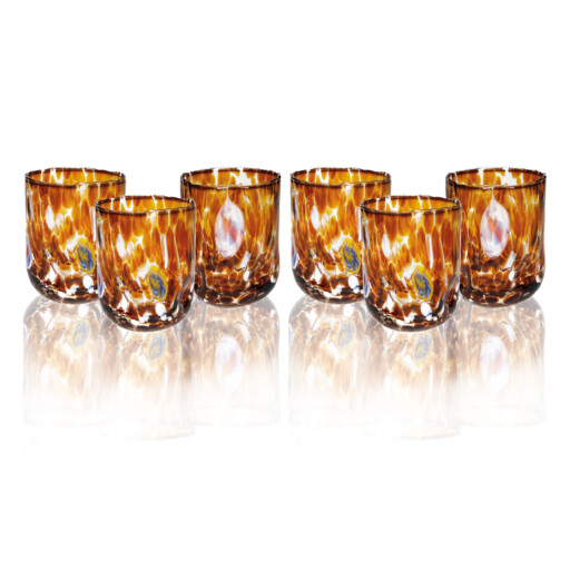 Set 6 pahare, Pavone, Brandani, 8x10.5 cm, 400 ml, sticla, ambra