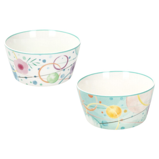 Set 2 boluri, Bollicine, Brandani, 12x6 cm, 310 ml, portelan New Bone China