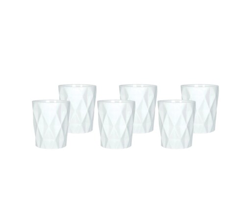 Set 6 pahare, Diamante Bianco, Brandani, 8x9.5 cm, 270 ml, sticla, alb