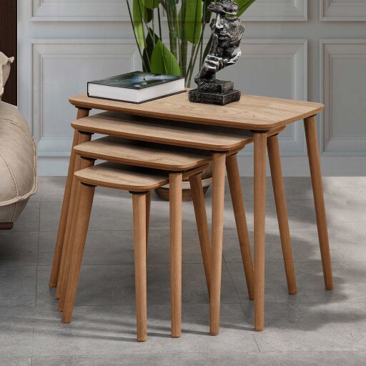 Set masute Nesting 4 piese, Hanah Home, Luci, Stejar
