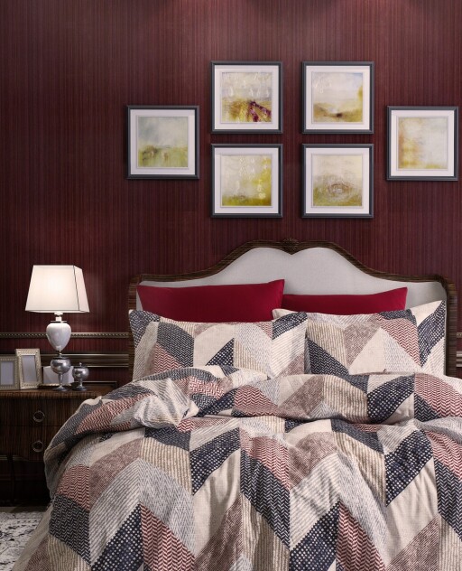 Lenjerie de pat pentru o persoana, L'essentiel Maison, Anatoli, Cream / Brown / Beige