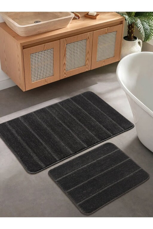 Set covorase de baie, L'essentiel Maison, Yeni Cizgili, Antracit