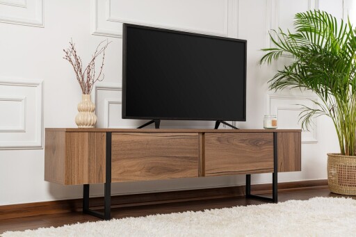 Comoda TV, Nordure, Serenity, 180x50x30 cm, Nuc / Negru