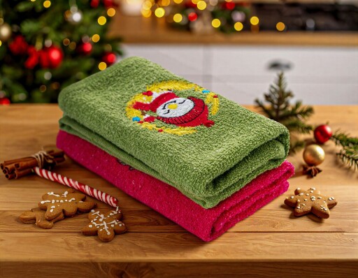 Set prosoape, L'essentiel Maison, Xmas, Rosu verde