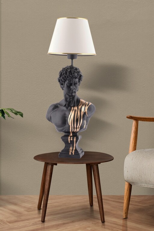Lampa de masa, Opviq, 390FLH2247, Alb / Negru / Auriu