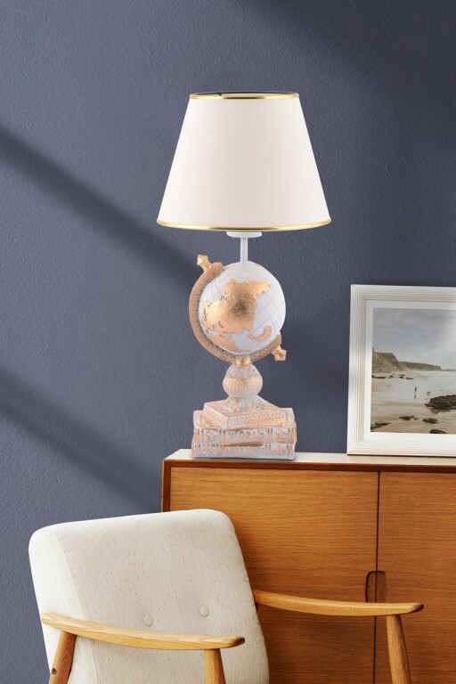 Lampa de masa, Opviq, 390FLH2249, Alb/Auriu
